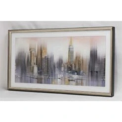 Wall Art With Resin Frame And Blurred Cityscape Painted Design Gold -Cymax Sales 2738017 1 L