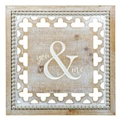 'HomeRoots 'Brown And White Manufactured Wood You And Me Wall Decor