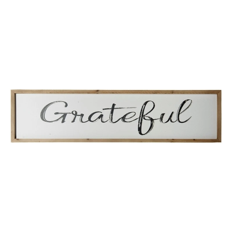 'HomeRoots 'Black And White Grateful Wall Decor 1 'HomeRoots 'Black And White Grateful Wall Decor
