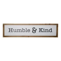 'HomeRoots 'Black And White Metal And Wood Humble And Kind Wall Decor