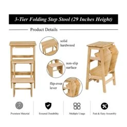Boraam Niko Folding 29" Step Stool - Natural -Cymax Sales 2748416 7 L