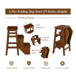 Boraam Niko Folding 29" Step Stool - Cappuccino -Cymax Sales 2749010 7 L