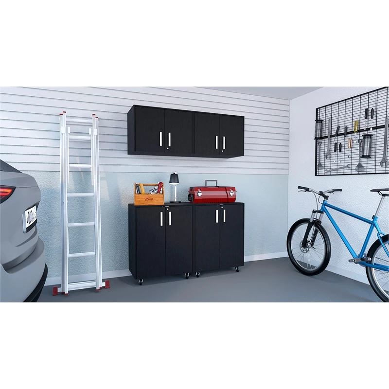TUHOME Melrose 4 Piece Garage Sets Black Engineered Wood 3 TUHOME Melrose 4 Piece Garage Sets Black Engineered Wood - Image 3