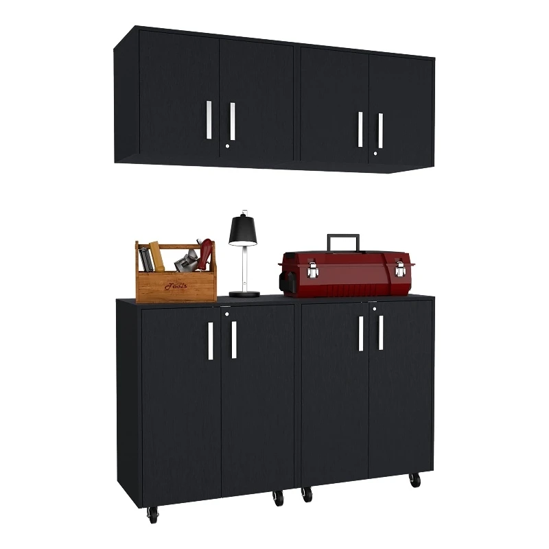 TUHOME Melrose 4 Piece Garage Sets Black Engineered Wood 1 TUHOME Melrose 4 Piece Garage Sets Black Engineered Wood