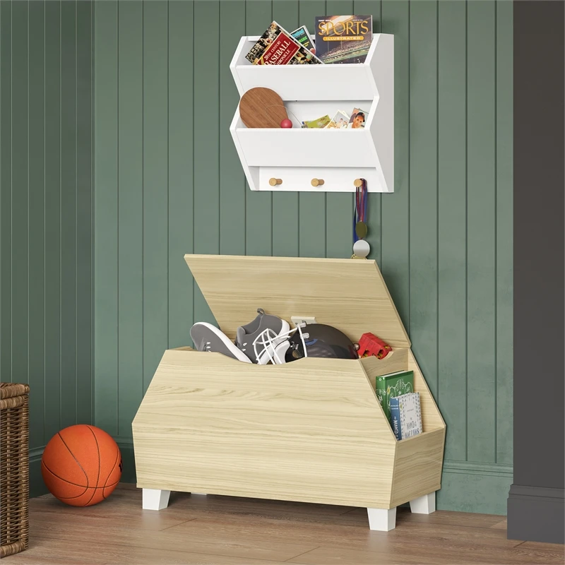 Kids Catch-All Toy Storage Box - Light Woodgrain 1 Kids Catch-All Toy Storage Box - Light Woodgrain
