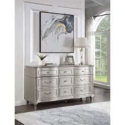 Coaster Evangeline 9-Drawer Contemporary Wood Dresser Silver Oak -Cymax Sales 2751262 1 L