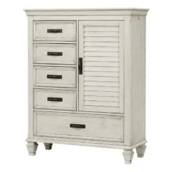Coaster Franco 5-drawer Farmhouse Wood Door Chest In Antique White