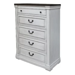 Coaster Hillcrest 5-drawer Farmhouse Wood Chest Dark Rum And White