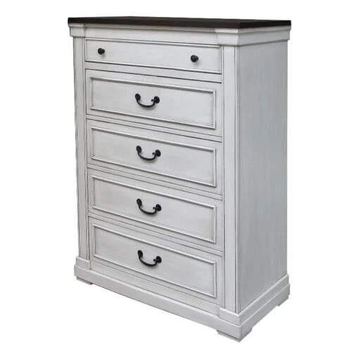 Coaster Hillcrest 5-drawer Farmhouse Wood Chest Dark Rum And White -Cymax Sales 2751463 L