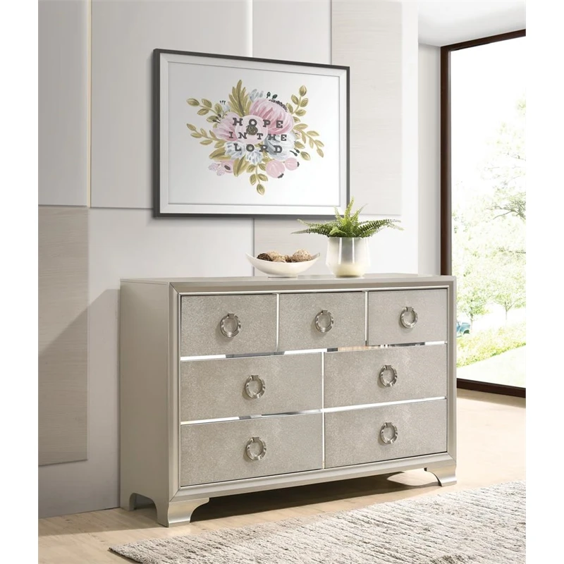 Coaster Salford 7-drawer Contemporary Wood Dresser Metallic Silver 13 Coaster Salford 7-drawer Contemporary Wood Dresser Metallic Silver - Image 13