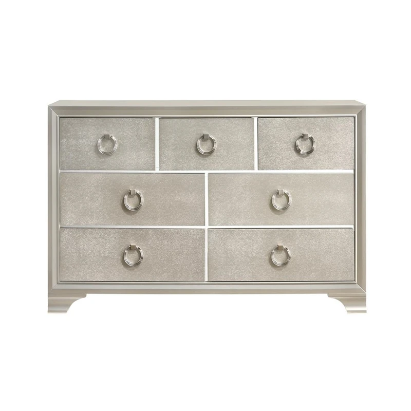 Coaster Salford 7-drawer Contemporary Wood Dresser Metallic Silver 4 Coaster Salford 7-drawer Contemporary Wood Dresser Metallic Silver - Image 4