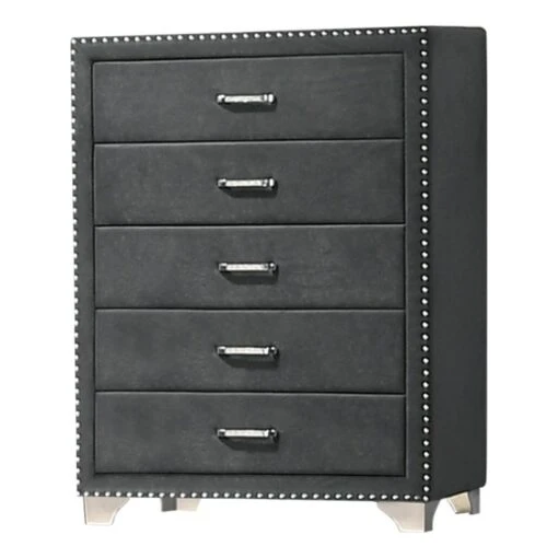 Coaster Melody 5-drawer Contemporary Velvet Upholstered Chest In Gray -Cymax Sales 2751702 L