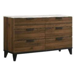 Coaster Mays 6-drawer Wood Dresser Walnut Brown With Faux Marble Top