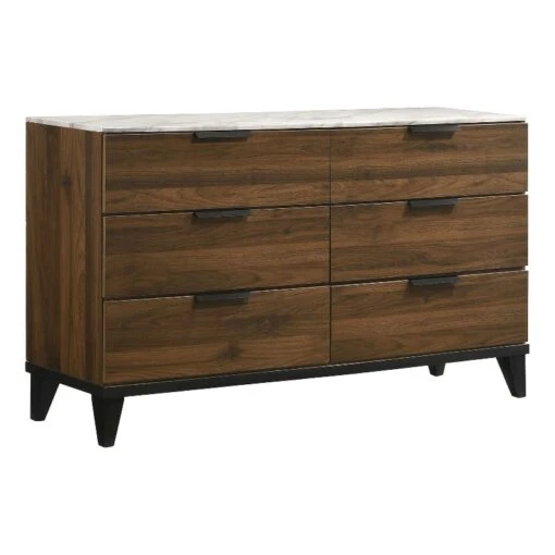 Coaster Mays 6-drawer Wood Dresser Walnut Brown With Faux Marble Top -Cymax Sales 2751817 L
