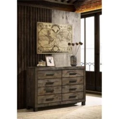 Coaster Woodmont 8-drawer Farmhouse Wood Dresser Rustic Golden Brown -Cymax Sales 2751900 1 L