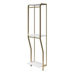 CosmoLiving By Cosmopolitan Gwyneth Closet Hanging Rods In White Faux Marble