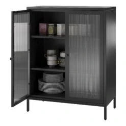 Pemberly Row Modern / Contemporary 2 Door Accent Cabinet In Black