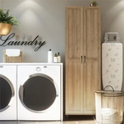 Pemberly Row Modern / Contemporary 24" Utility Cabinet In Natural -Cymax Sales 2758768 1 L