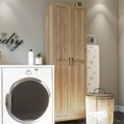 Pemberly Row Modern / Contemporary 24" Utility Cabinet In Natural -Cymax Sales 2758768 2 L