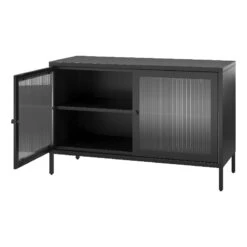 Pemberly Row Modern / Contemporary 2 Door Storage Cabinet In Black