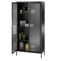 Pemberly Row Modern Tall 2 Door Storage Cabinet In Black Finish -Cymax Sales 2758783 6 L