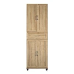 Pemberly Row Modern Storage Cabinet With Drawer In Natural Finish -Cymax Sales 2758786 3 L