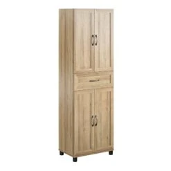 Pemberly Row Modern Storage Cabinet With Drawer In Natural Finish -Cymax Sales 2758786 4 L