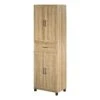 Pemberly Row Modern Storage Cabinet With Drawer In Natural Finish
