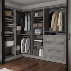 Bestar Versatile 97" Walk-In Engineered Wood Closet Organizer In Platinum Gray -Cymax Sales 2766836 1 L