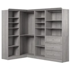 Bestar Versatile 97" Walk-In Engineered Wood Closet Organizer In Platinum Gray
