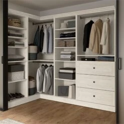 Bestar Versatile 97" Walk-In Engineered Wood Closet Organizer In Linen White Oak -Cymax Sales 2766837 1 L