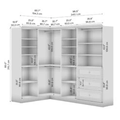 Bestar Versatile 97" Walk-In Engineered Wood Closet Organizer In Linen White Oak -Cymax Sales 2766837 8 L