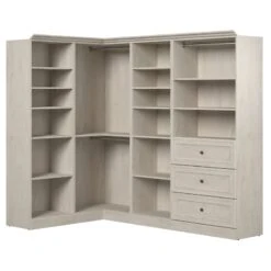 Bestar Versatile 97" Walk-In Engineered Wood Closet Organizer In Linen White Oak