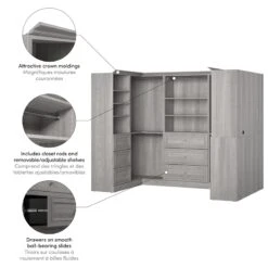 Bestar Versatile U-Shaped Walk-In Engineered Wood Closet Organizer In Gray -Cymax Sales 2766838 7 L