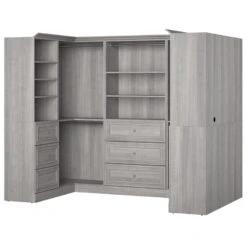 Bestar Versatile U-Shaped Walk-In Engineered Wood Closet Organizer In Gray