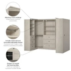 Bestar Versatile U-Shaped Walk-In Engineered Wood Closet Organizer In White -Cymax Sales 2766839 7 L
