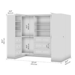 Bestar Versatile U-Shaped Walk-In Engineered Wood Closet Organizer In White -Cymax Sales 2766839 9 L