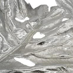 Set Of 2 Accent Wall Decorations Leaf Design SIlver Finish Aluminum -Cymax Sales 2769834 3 L