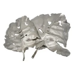 Set Of 2 Accent Wall Decorations Leaf Design SIlver Finish Aluminum