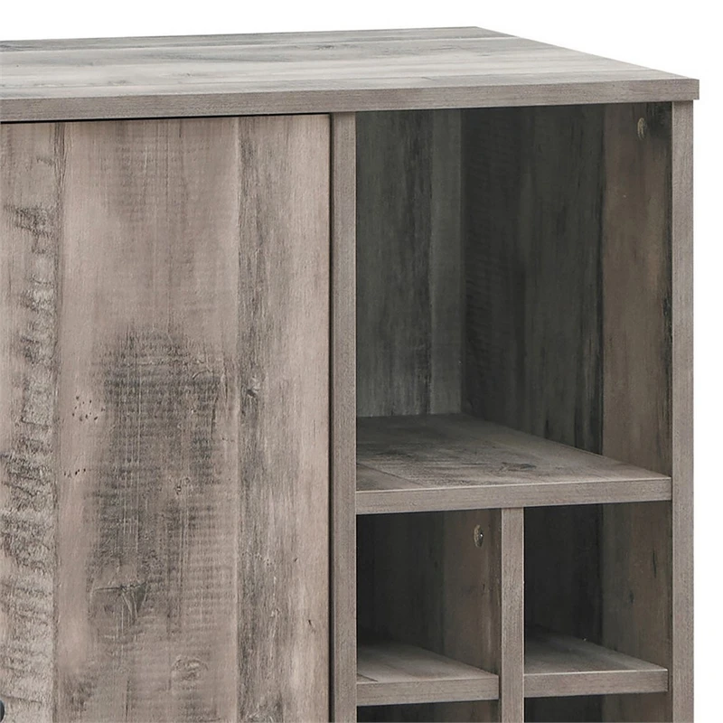 37 Inch Wine Cabinet Double Door Wood Grain Details Stemware Rack Brown 3 37 Inch Wine Cabinet Double Door Wood Grain Details Stemware Rack Brown - Image 3