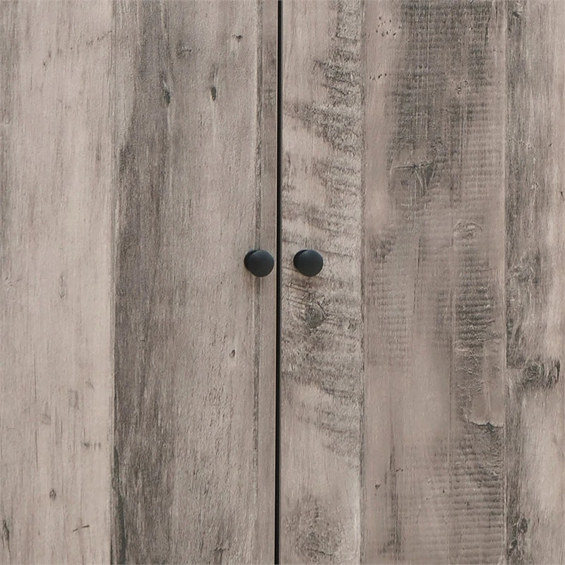 37 Inch Wine Cabinet Double Door Wood Grain Details Stemware Rack Brown 4 37 Inch Wine Cabinet Double Door Wood Grain Details Stemware Rack Brown - Image 4