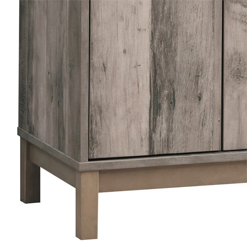 37 Inch Wine Cabinet Double Door Wood Grain Details Stemware Rack Brown 5 37 Inch Wine Cabinet Double Door Wood Grain Details Stemware Rack Brown - Image 5