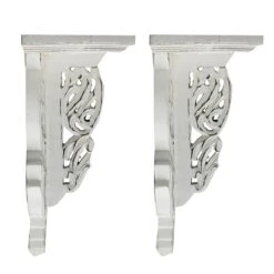 14 Inch Set Of 2 Wall Decorations Shelves Antique White Carved Design -Cymax Sales 2769870 3 L