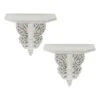 14 Inch Set Of 2 Wall Decorations Shelves Antique White Carved Design