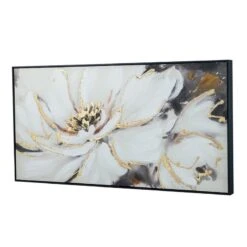 25 X 48 Inch Canvas Wall Art Oil Painting White Floral Gold Accent -Cymax Sales 2769947 2 L