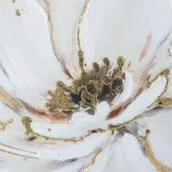 25 X 48 Inch Canvas Wall Art Oil Painting White Floral Gold Accent -Cymax Sales 2769947 3 L