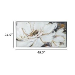 25 X 48 Inch Canvas Wall Art Oil Painting White Floral Gold Accent -Cymax Sales 2769947 4 L