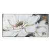 25 X 48 Inch Canvas Wall Art Oil Painting White Floral Gold Accent