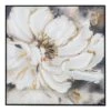 36 X 36 Inch Framed Wall Art Floral Oil Painting On Canvas White Gold