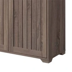 47 Inch Double Door Cabinet Console With 4 Open Shelves Dark Taupe Brown -Cymax Sales 2770011 3 L